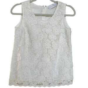 Amanda Uprichard White Lace Crochet Sleeveless Blouse, Size XS/ P,EUC